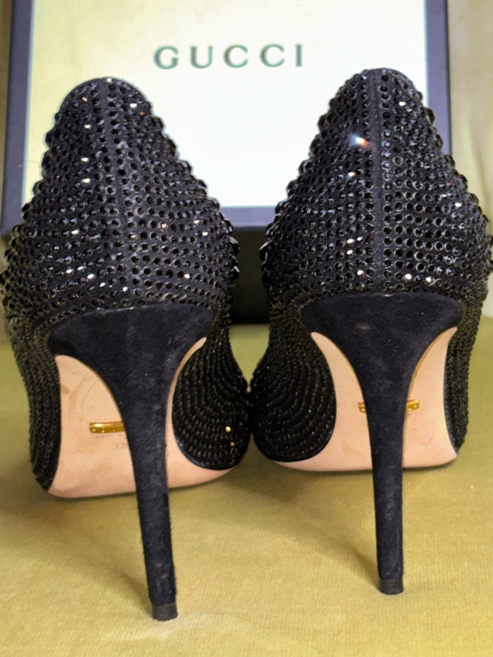 Gucci Studs Pumps 38 Ladies' Black 338727 Rhinestone - Picture 12 of 12